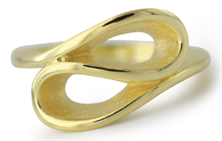 Zilveren 14 karaat vergulde brede ring infinity oneindigheid model 15 C