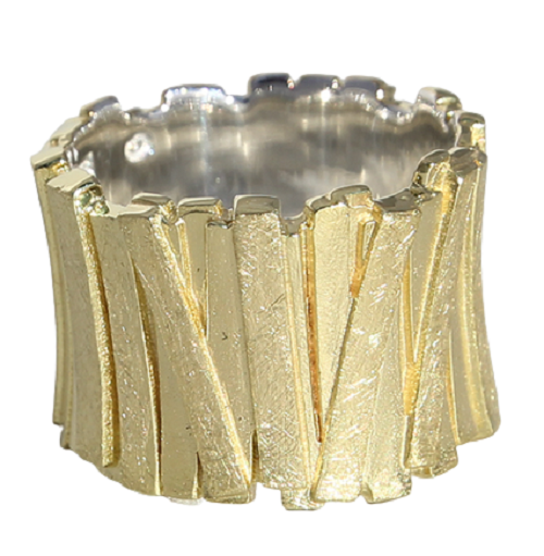 Zilveren 14 karaat vergulde brede ring art model 18 C