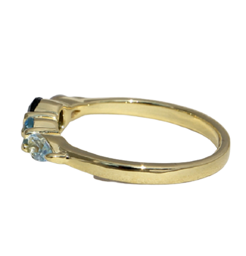  Zilveren 14 karaat vergulde ring met london blue topaas, topaas en bergkristal model 2 C