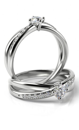 Aanzoeks verlovingsring 14 karaat witgoud met diamanten model19
