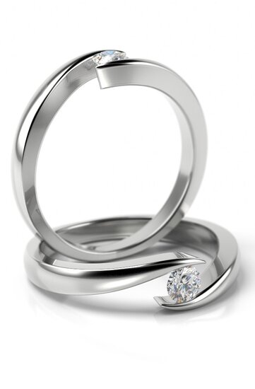 Aanzoeks verlovingsring 14 karaat witgoud met diamant model 13