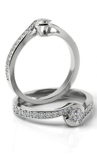 Aanzoeks verlovingsring 14 karaat witgoud met diamanten model 10