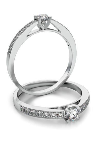 Aanzoeks verlovingsring 14 karaat witgoud met diamanten model 04
