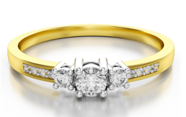 Aanzoeks verlovingsring 14 karaat geelgoud met diamant 07