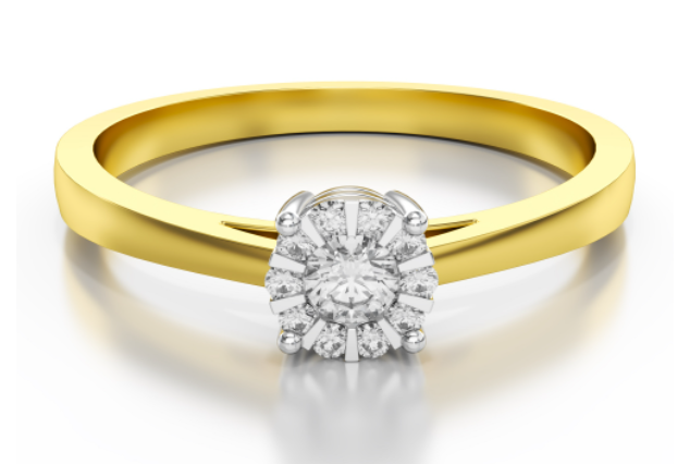 Aanzoeks verlovingsring 14 karaat geelgoud met diamanten model 14