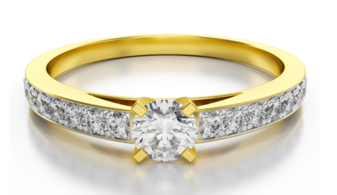 Aanzoeks verlovingsring 14 karaat geelgoud met diamanten model 04