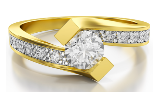 Aanzoeks verlovingsring 14 karaat geelgoud met diamant model 02