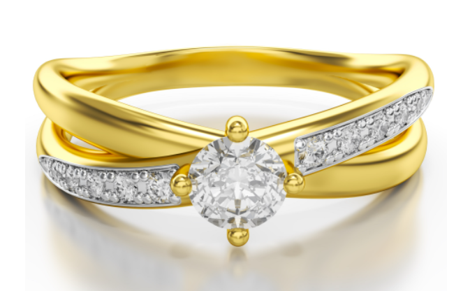 Aanzoeks verlovingsring 14 karaat geelgoud met diamanten model 19