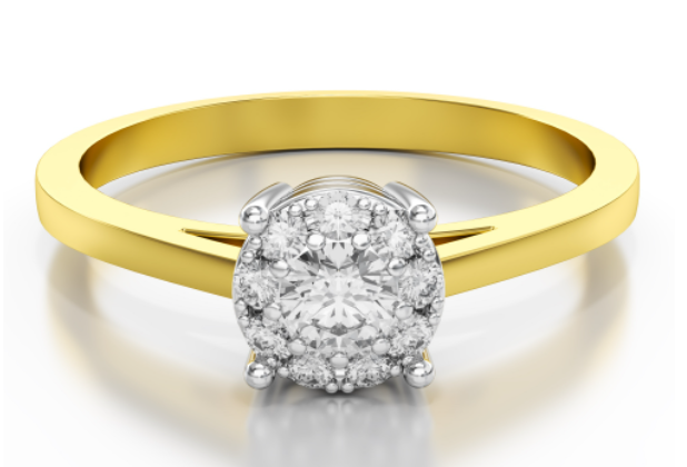 Aanzoeks verlovingsring 14 karaat geelgoud met diamanten model 15