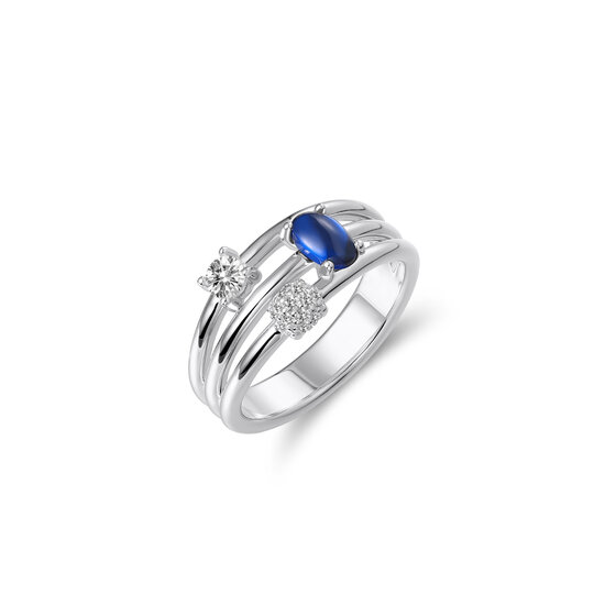 Ring 925 zilver pave &amp; ovaal blauwe steen model 274