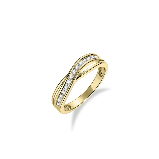 Ring 14 karaat goud band zirkonia model 263