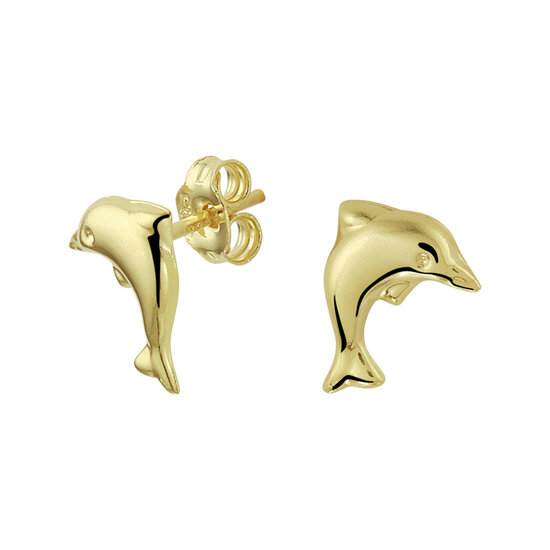 Kinder oorbellen 14 karaat goud dolfijn model HB
