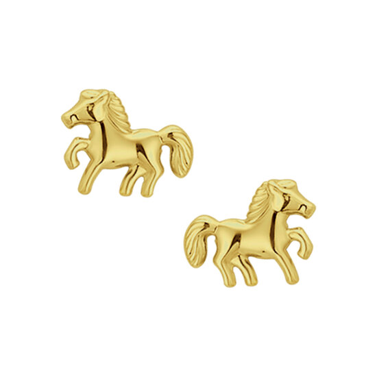 Kinder oorbellen 14 karaat goud paard model HA