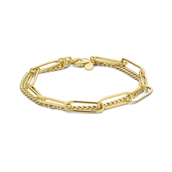 Armband 14 karaat gold plated paperclip &amp; gourmette model AB