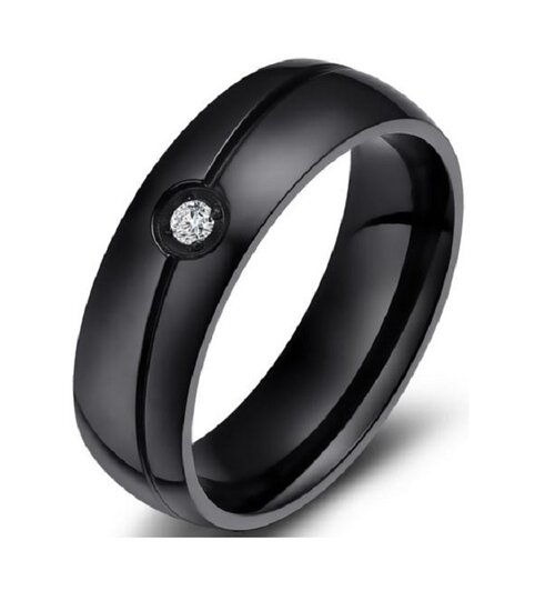 Ring zwart zirkonia model 62