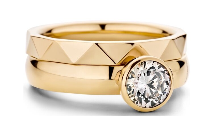 Ring 14 karaat gold plated m&eacute;t GRATIS aanschuifring model M5