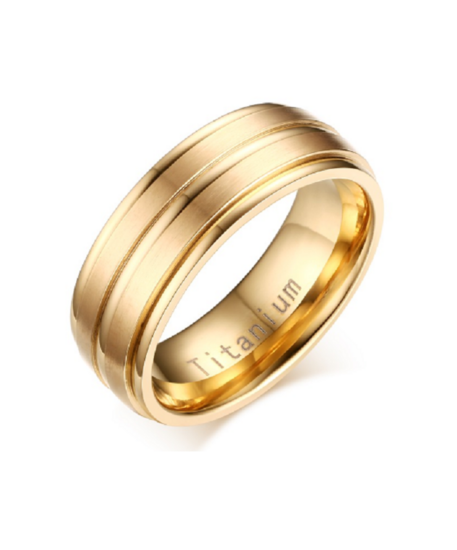 Ring titanium 14 karaat gold plated model 78