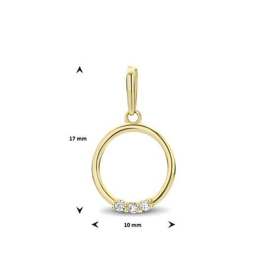 Halsketting 14 karaat goud met hanger rond zirkonia model EG