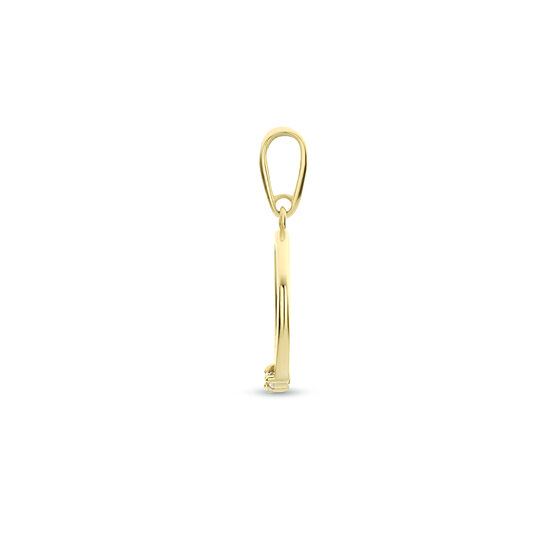 Halsketting 14 karaat goud met hanger rond zirkonia model EG