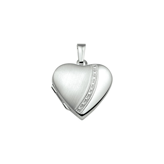 Halsketting 925 zilver met medaillon hart zirkonia&#039;s model JQ