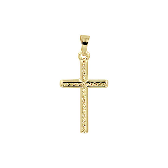 Halsketting 14 karaat goud met hanger gediamanteerd kruis model DG
