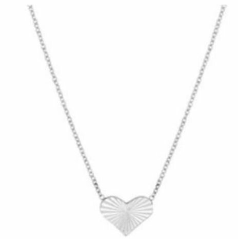 Halsketting 925 zilver met hanger gediamanteerd hart model L