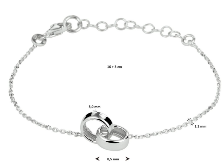 Armband 925 zilver ringen in elkaar model Z