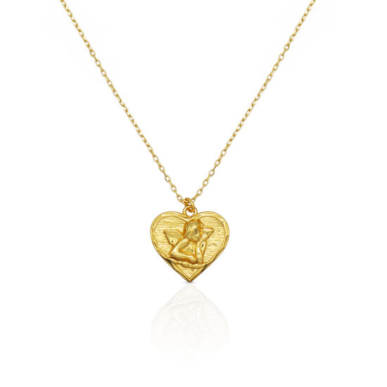 Halsketting 18 karaat gold plated met hanger hart engel model HA