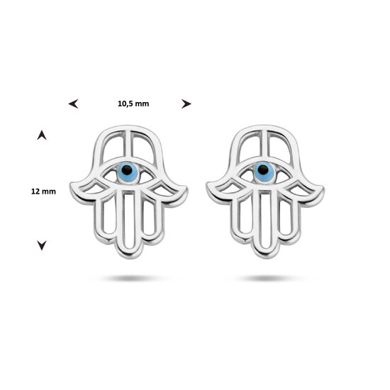 Oorbellen 925 zilver hand van Fatima met oog model IU