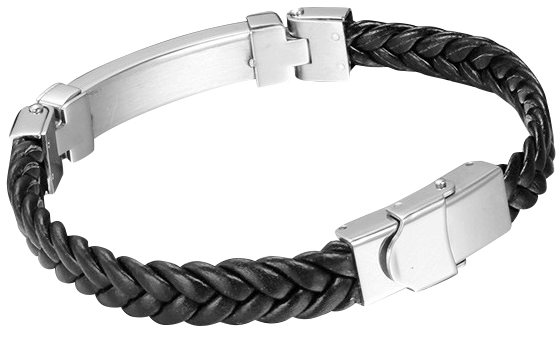 Leren armband zwart &amp; sluiting zilver 