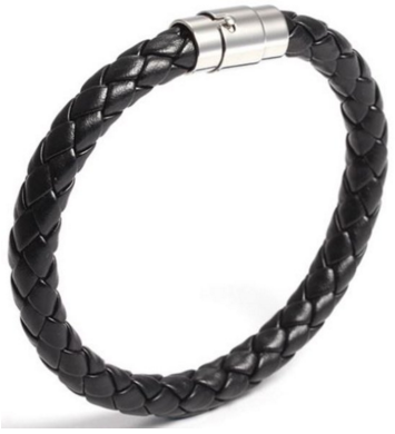 Leren smalle armband zwart &amp; sluiting zilver