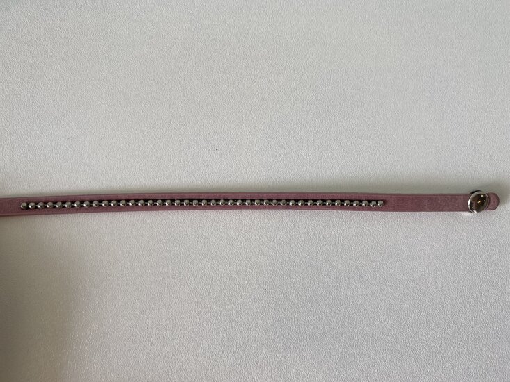 Leren wikkel armband bohemian roze dots &amp; zirkonia model BK