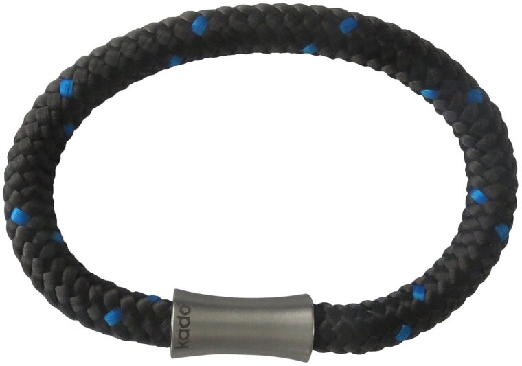 Koord Armband zwart blauw &amp; sluiting zilver model BW