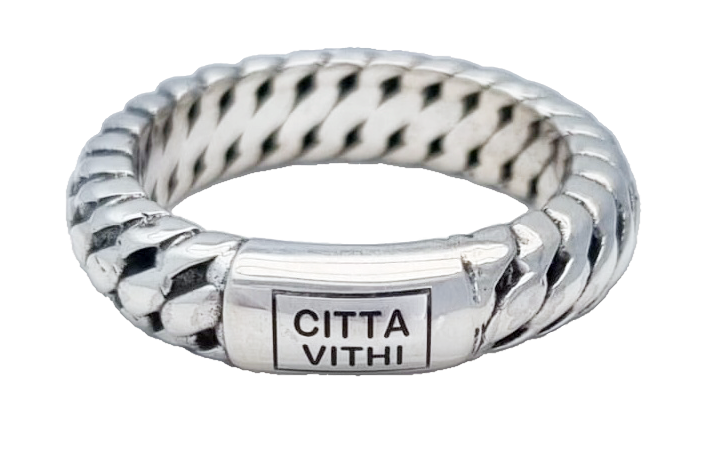 Zilveren Ambachtelijke CITTA VITHI Buddha Ring model 1