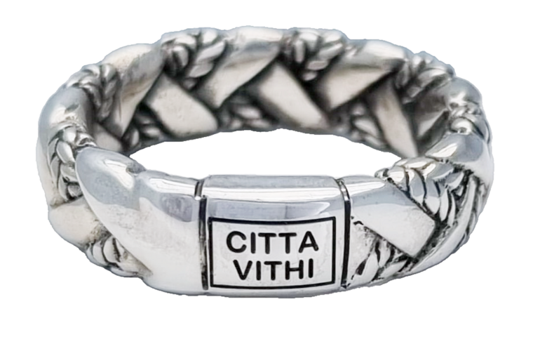 Zilveren Ambachtelijke CITTA VITHI Buddha ring model 2