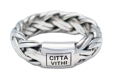 Zilveren Ambachtelijke CITTA VITHI Buddha Ring model 3