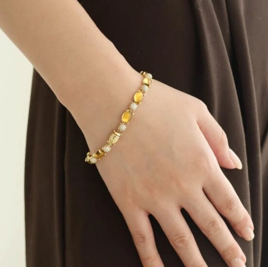 Armband 18 karaat gold plated oranje zirkonia 