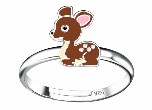 Kinder ring 925 zilver emaille bambi