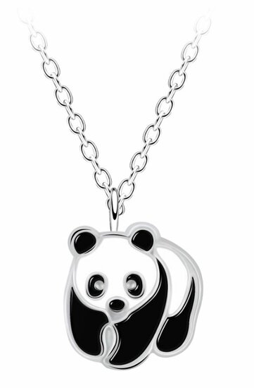 Kinder halsketting 925 zilver emaille panda