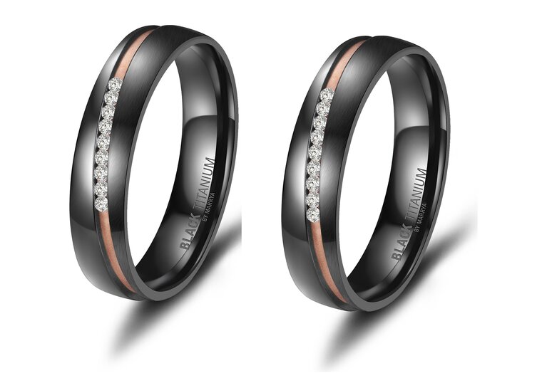 Trouwringen Vrouwen Zwart Titanium model 1059 | Stel uw eigen set samen