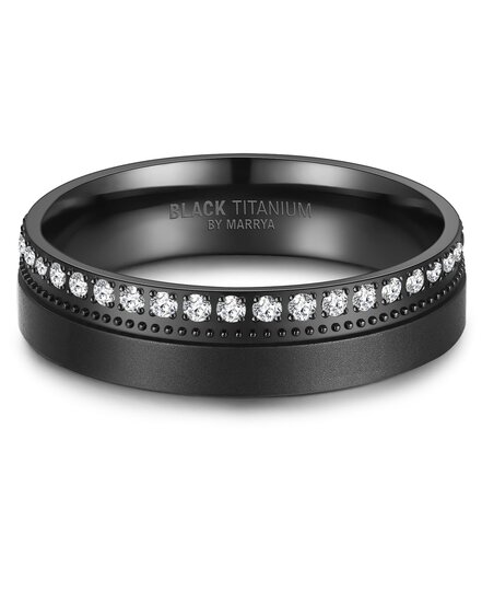 Trouwringen Vrouwen Zwart Titanium Diamanten model 3207 | Stel uw eigen set samen