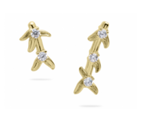 14 karaat gouden oorstekers bloemen belegd met zirkonia&#039;s