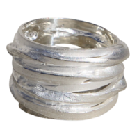 Zilveren brede gewikkelde ring model 10 C
