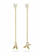 14 karaat gouden oorbellen bloemen met zirkonia&#039;s