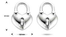Set 925 zilver hart slot paperclip| halsketting + oorbellen + oorstekers