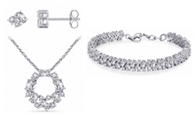 Set 925 zilver zirkonia&#039;s | halsketting + armband + oorstekers 