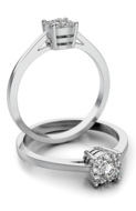 Aanzoeks verlovingsring 14 karaat witgoud met diamanten model 15