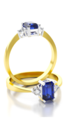 Aanzoeks verlovingsring 14 karaat geelgoud met saffier en diamanten model 20