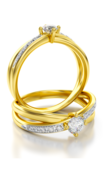 Aanzoeks verlovingsring 14 karaat geelgoud met diamanten model 19