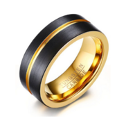 Ring wolfraamcarbide zwart &amp; goud model 108